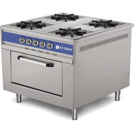 Cuisinière à gaz 4 feux avec four – finition argentée